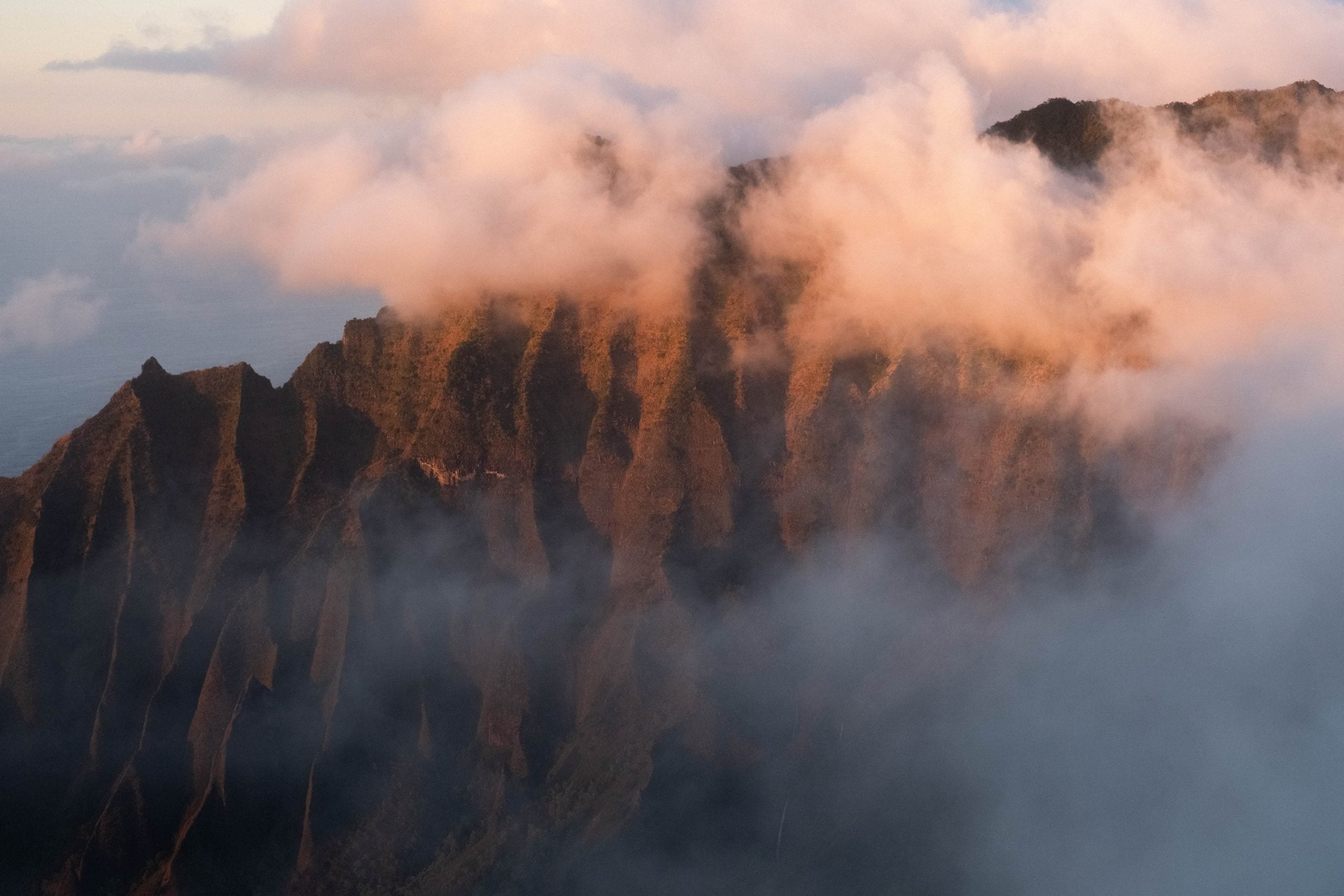 mountain with clouds
